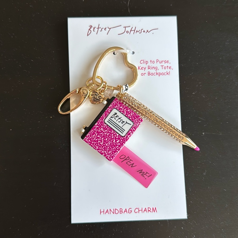 Betsey Johnson Pink and Gold Key & Card Holder
